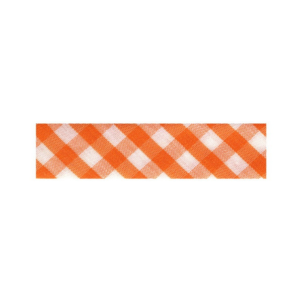 Disquette 25m biais Vichy tissé Orange polyester et coton