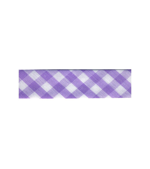 Disquette 25m biais Vichy tissé Violet polyester et coton