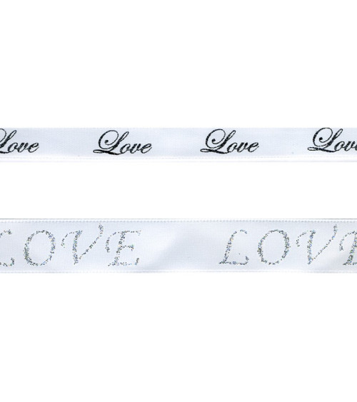 Disquette 50m ruban Love 10mm blanc