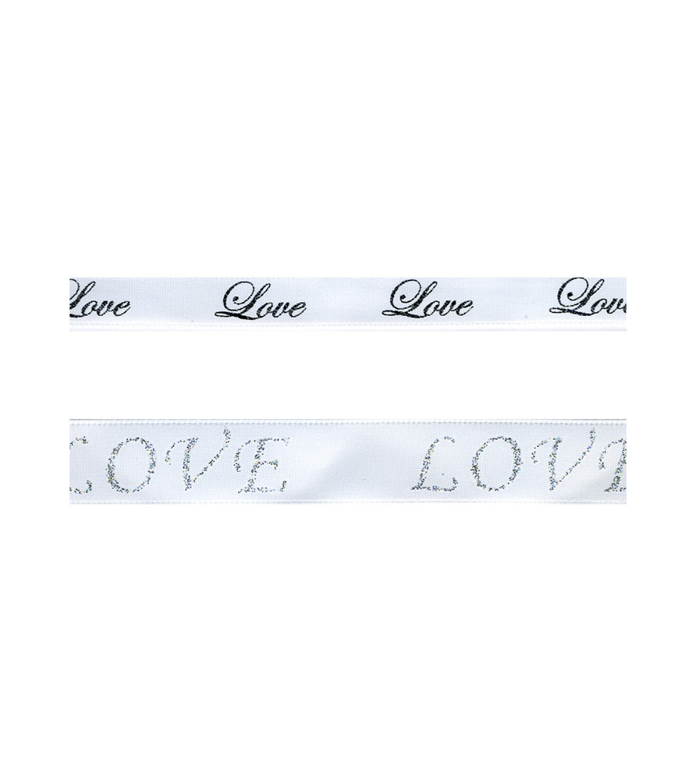 Disquette 50m ruban Love 10mm blanc