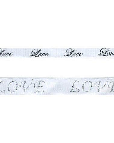 Disquette 50m ruban Love 10mm blanc