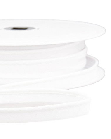 Bobina da 25 m. Lo sbieco eccedente veste tutti i tessuti da 10 mm di bianco