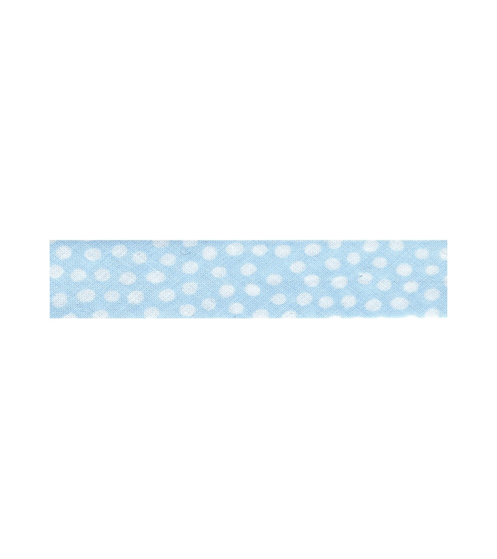 25m floppy disk folded bias polka dots Light Blue