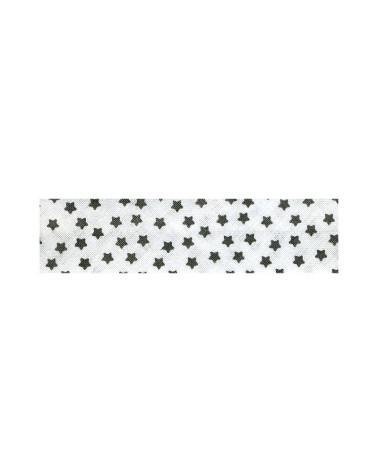 Disquette 25m biais replié motif étoiles Blanc
