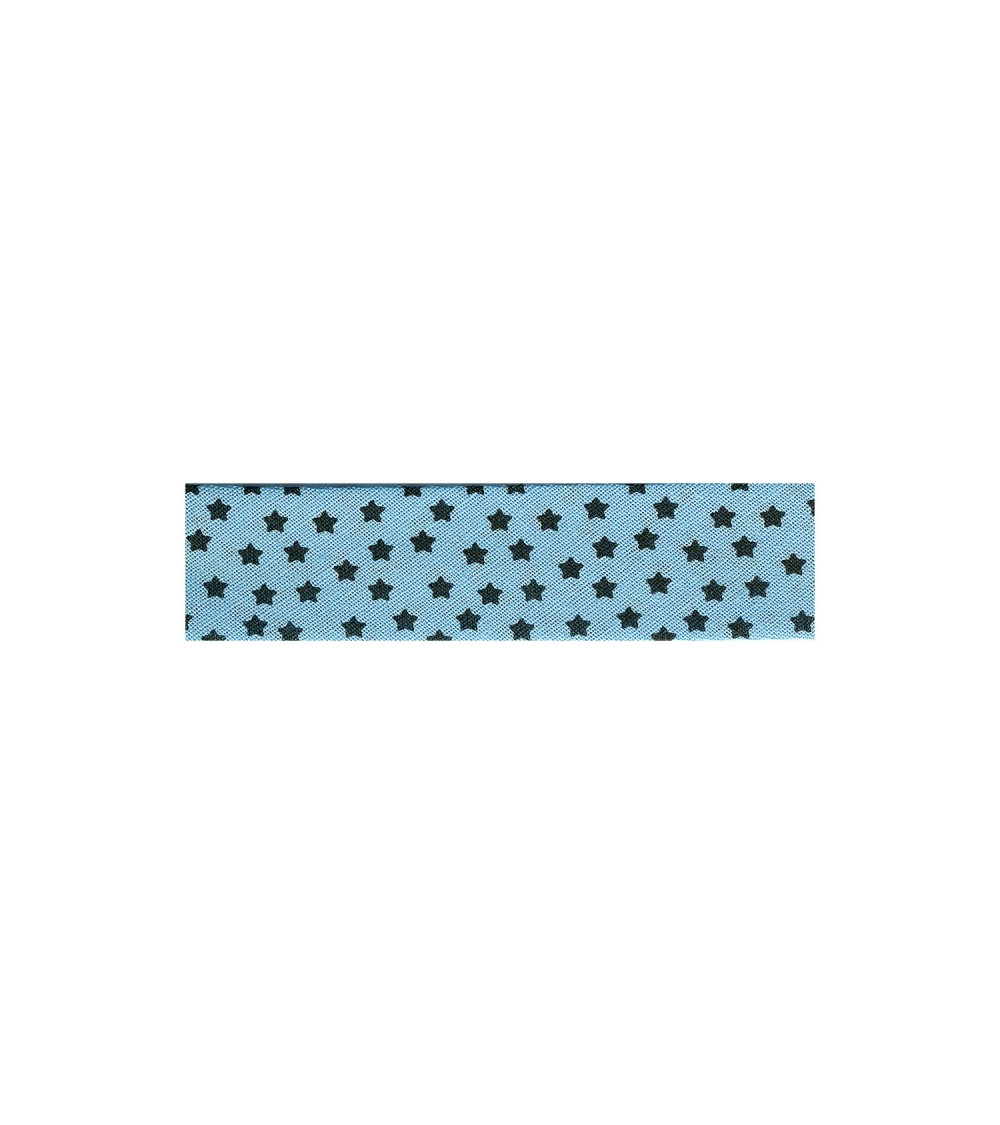 25m floppy disk folded bias tape with star pattern Blue