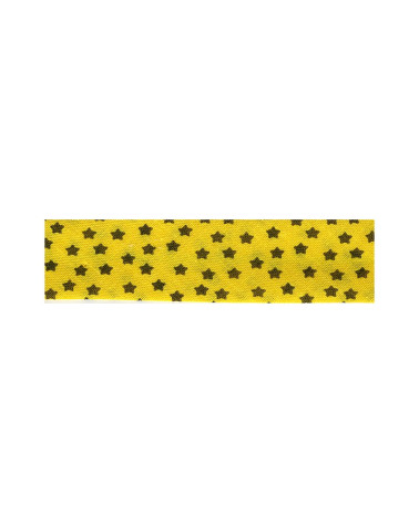 Disquette 25m biais replié motif étoiles Jaune