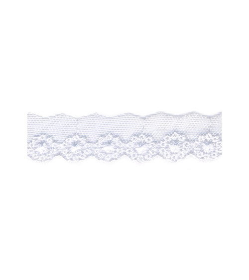 Bobine 14,5m Broderie sur tulle 20mm blanc