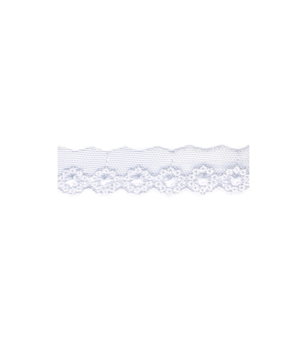 Bobina da 14,5 m Ricamo su tulle bianco da 20 mm
