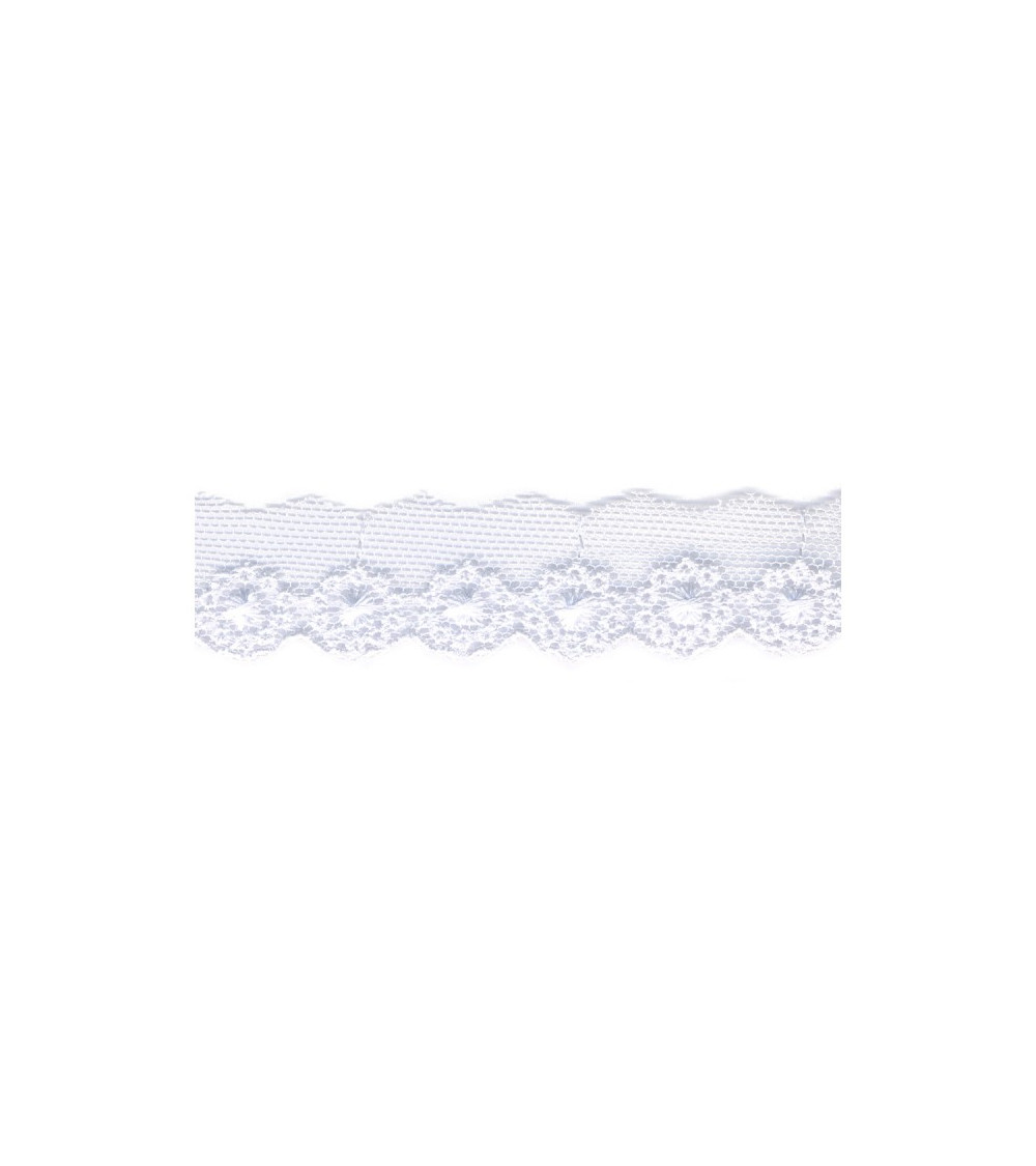 Bobine 14,5m Broderie sur tulle 20mm blanc