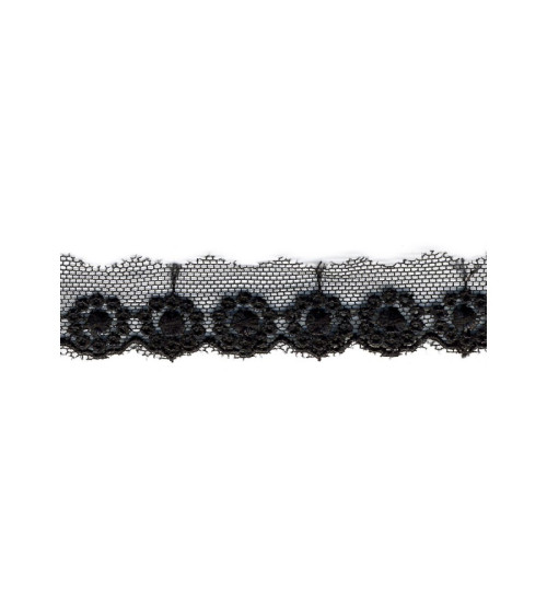 Bobine 14,5m Broderie sur tulle 20mm noir