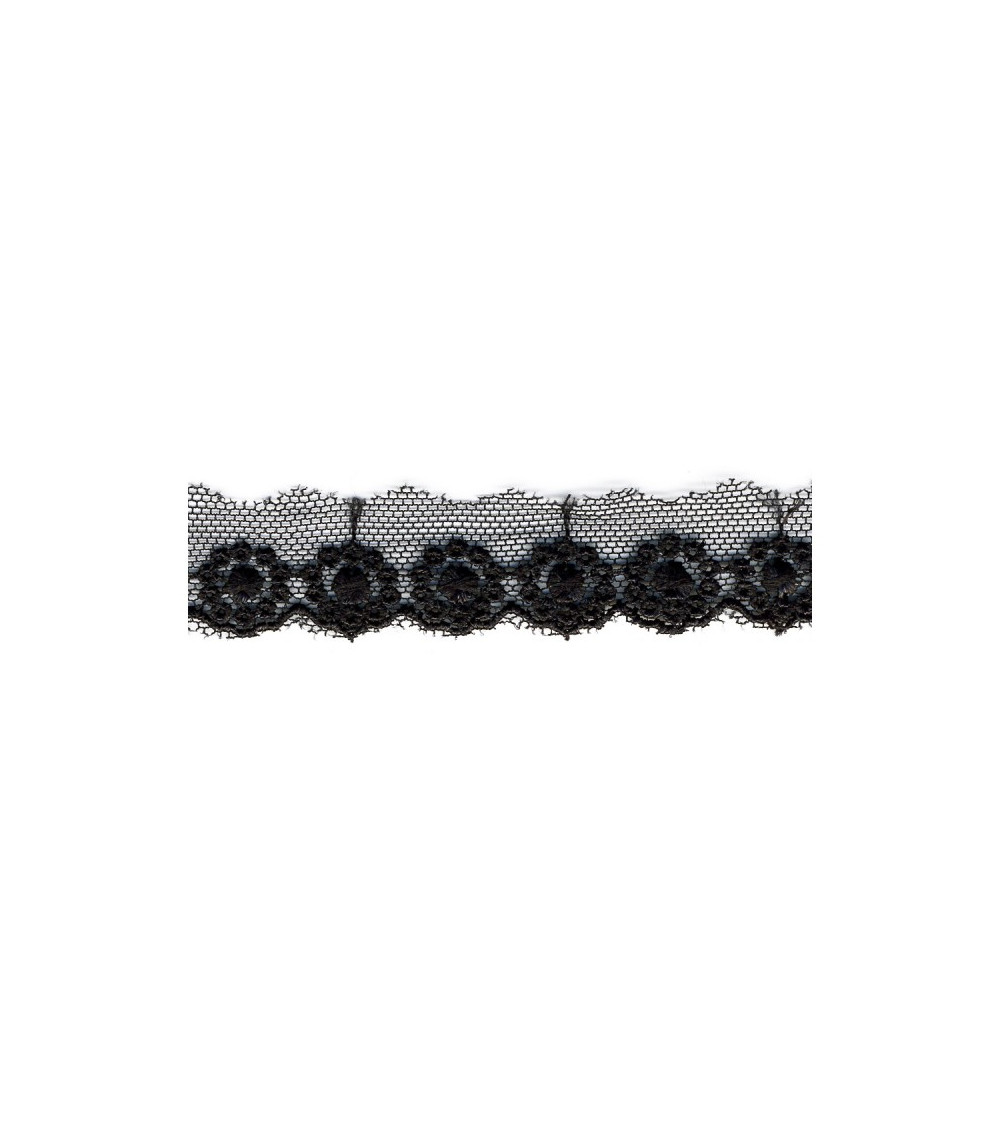 Bobina de 14,5m Bordado sobre tul negro de 20mm