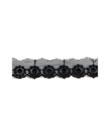 Bobine 14,5m Broderie sur tulle 20mm noir