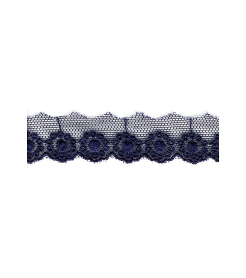 14.5m spool Embroidery on 20mm navy blue tulle