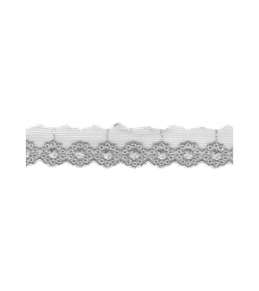 14.5m bobbin Embroidery on 20mm light grey tulle