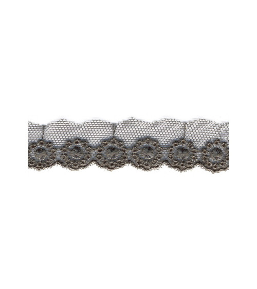 Bobine 14,5m Broderie sur tulle 20mm gris foncé