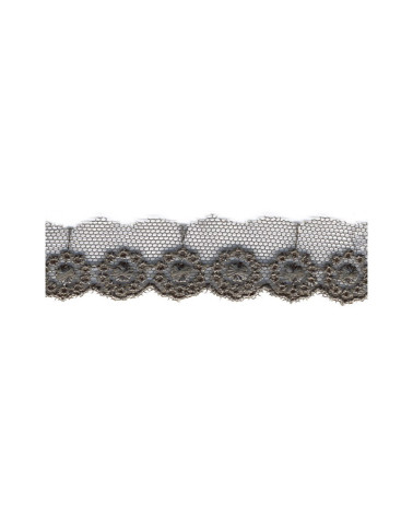 Bobine 14,5m Broderie sur tulle 20mm gris foncé