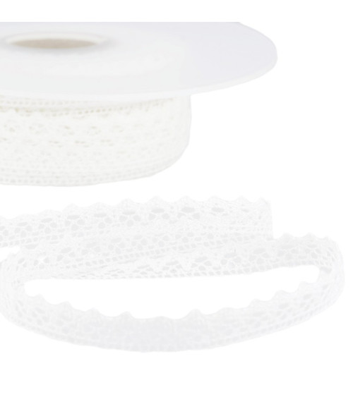 Bobine 30m Dentelle 100% coton 8mm blanc