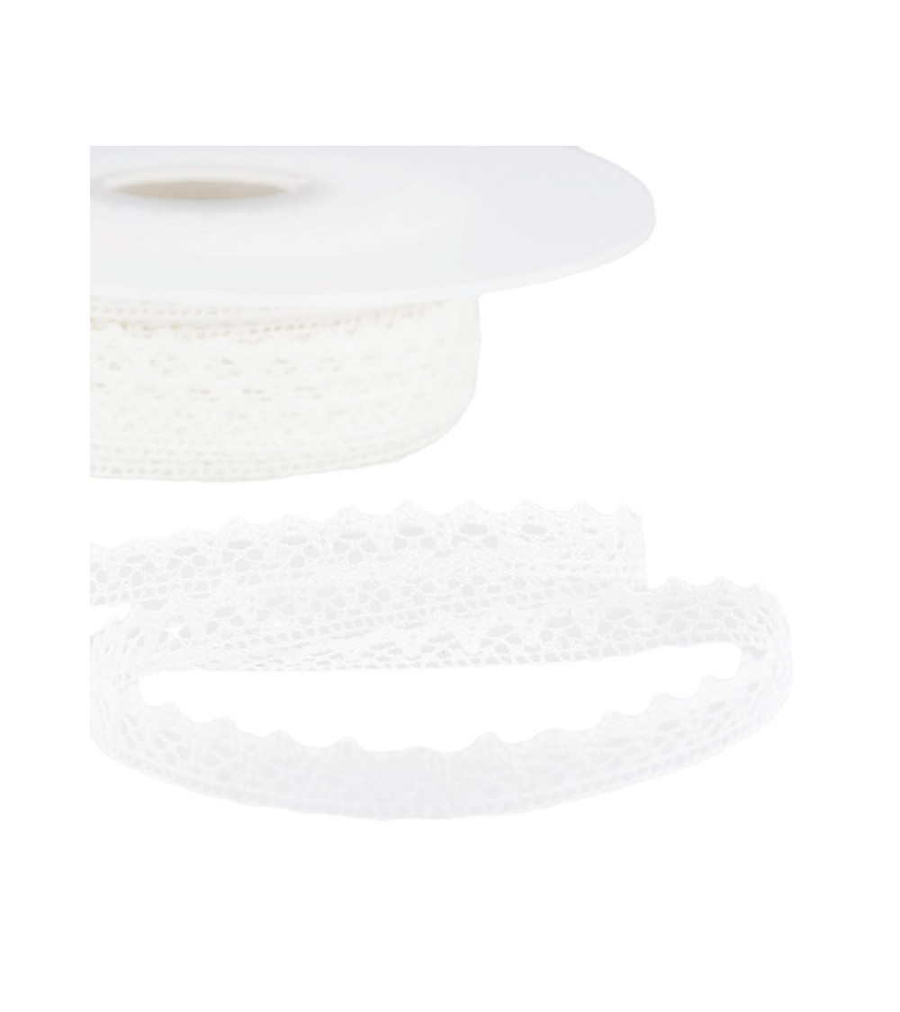 Bobina da 30 m di pizzo 100% cotone da 8 mm bianco