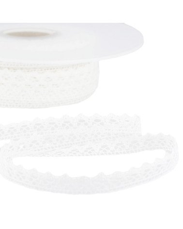 Bobina da 30 m di pizzo 100% cotone da 8 mm bianco