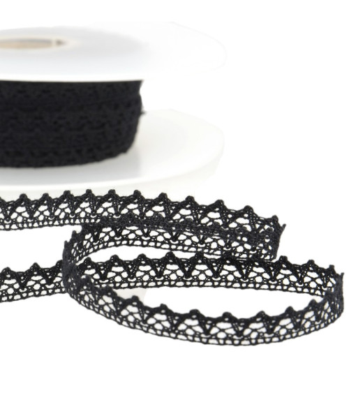30m spool of 100% cotton lace 8mm black