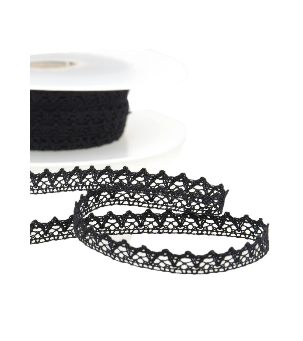 30m spool of 100% cotton lace 8mm black