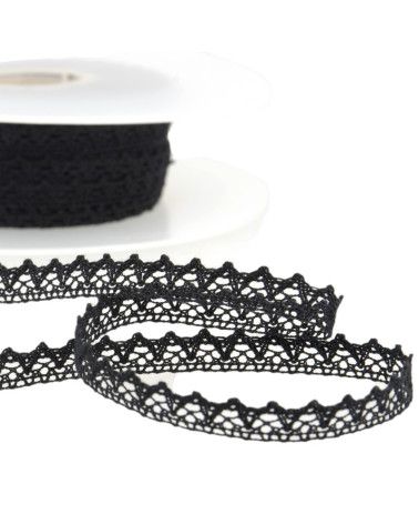 Bobine 30m Dentelle 100% coton 8mm noir