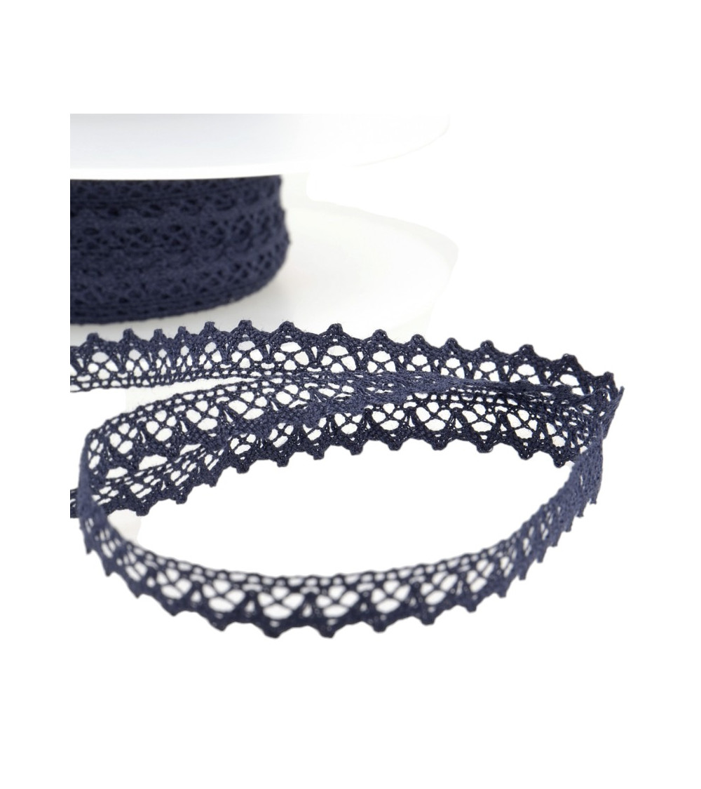 30m spool of 100% cotton lace 8mm navy