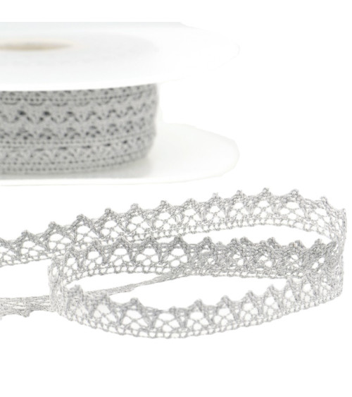 30m spool of 100% cotton lace 8mm medium gray