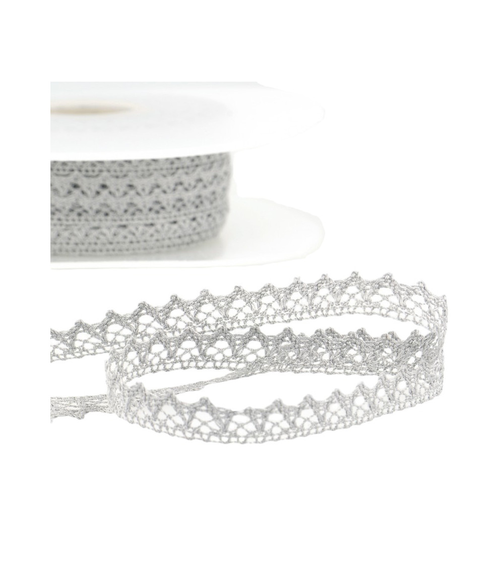 30m spool of 100% cotton lace 8mm medium gray