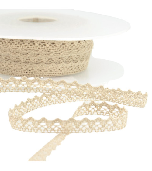 30m spool of 100% cotton lace 8mm beige