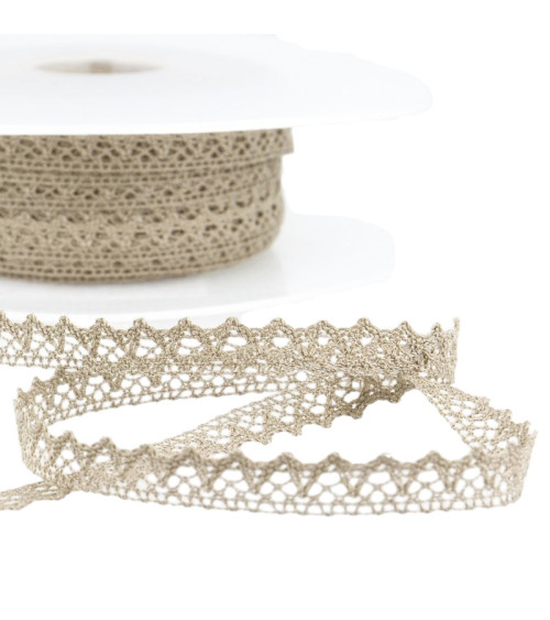 30m spool of 100% cotton lace 8mm taupe