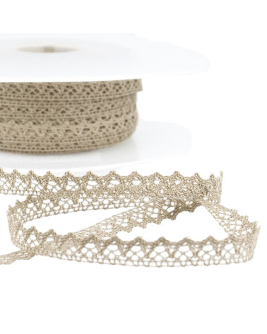 Bobine 30m Dentelle 100% coton 8mm taupe
