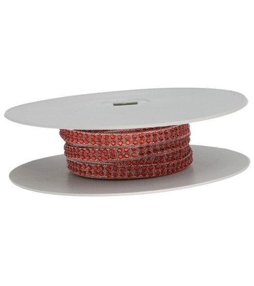 Planchette 10m galon strass thermocollant Rouge