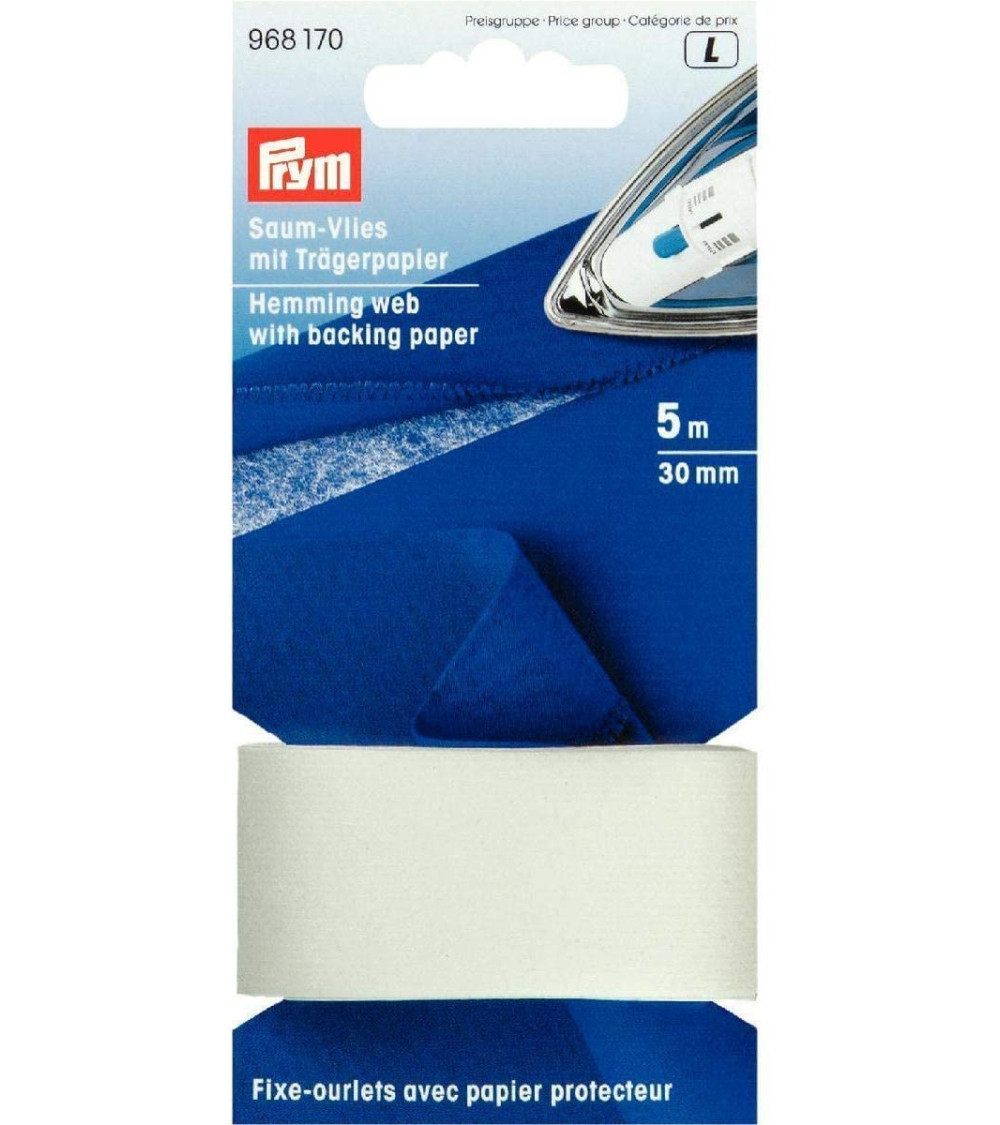 Prym Fijador de dobladillos con papel protector 5mx30mm blanco