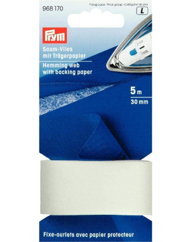 Prym Fijador de dobladillos con papel protector 5mx30mm blanco