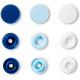 Prym Love Boutons pression plastique 12mm bleu/blanc/bleu clair