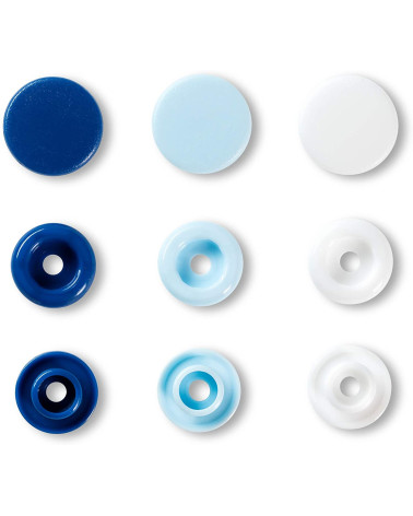 Prym Love Kunststoff-Druckknöpfe 12 mm blau/weiß/hellblau