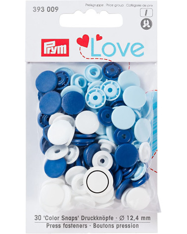 Prym Love Kunststoff-Druckknöpfe 12 mm blau/weiß/hellblau