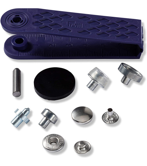 Bottoni automatici in ottone Prym Anorak 12mm argento + utensile