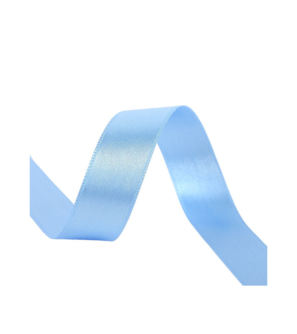 25m spool of double-sided satin ribbon Light blue