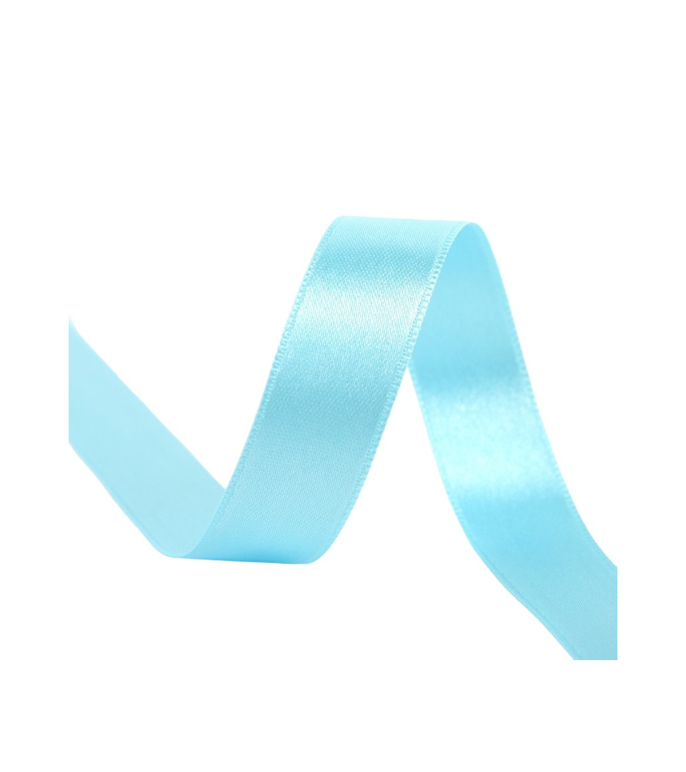 25m spool of double-sided satin ribbon, water blue