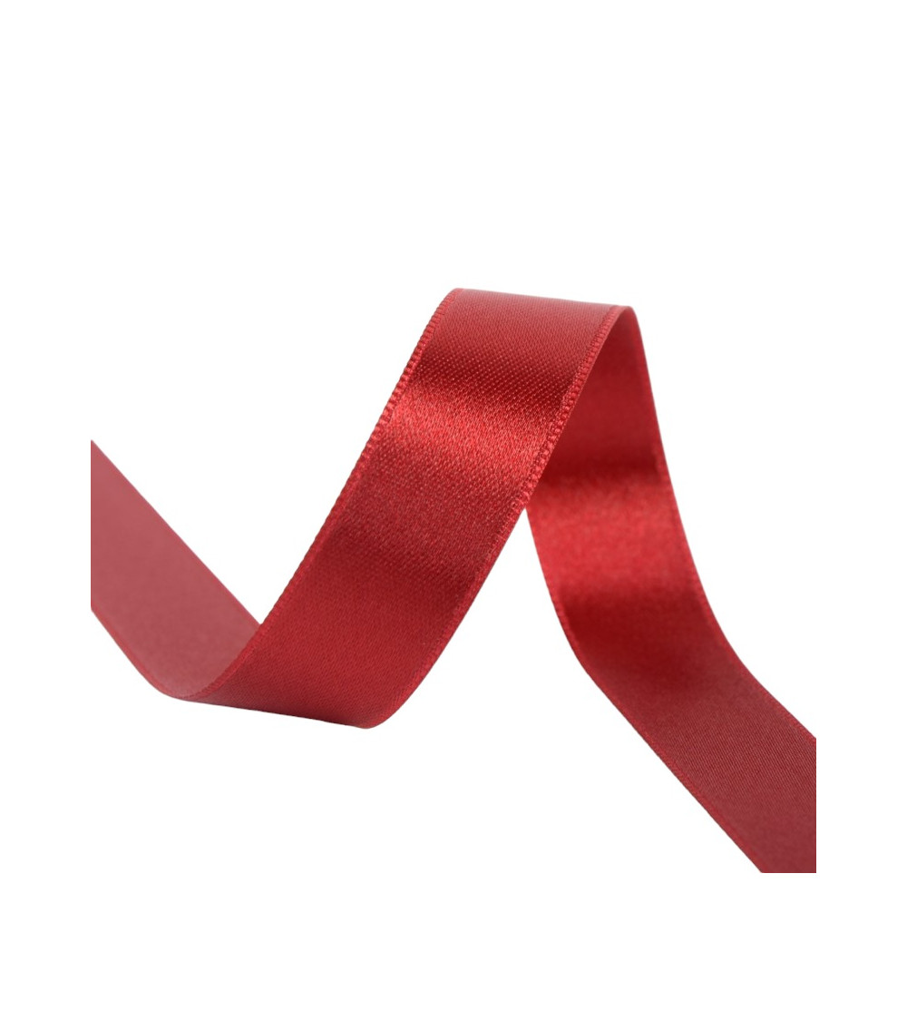 Spool of 25m double-sided satin ribbon, Red Hermes