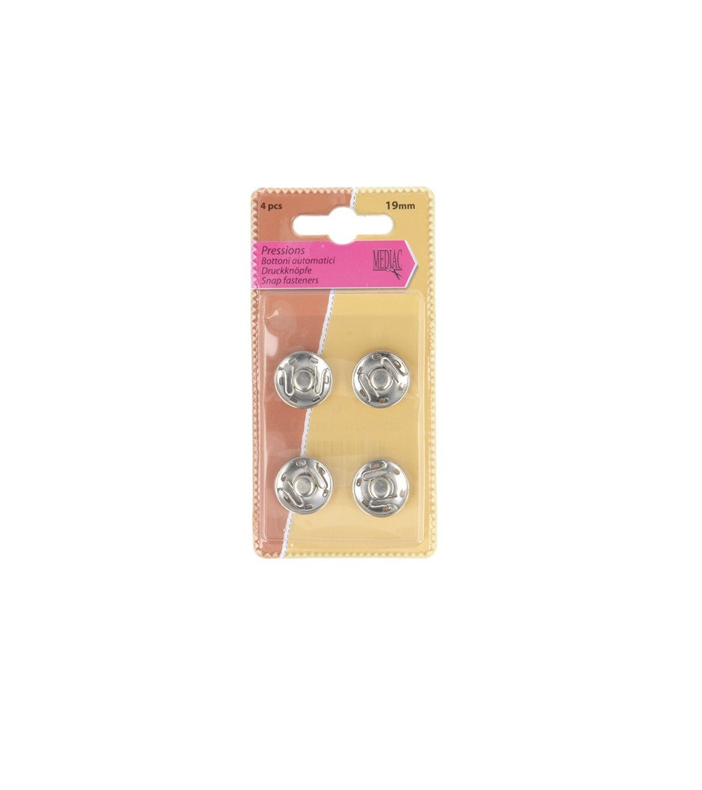 8 boutons pression argent à coudre 13mm