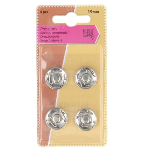 8 boutons pression argent à coudre 11mm