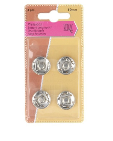 8 bottoni automatici argentati da cucire 11 mm