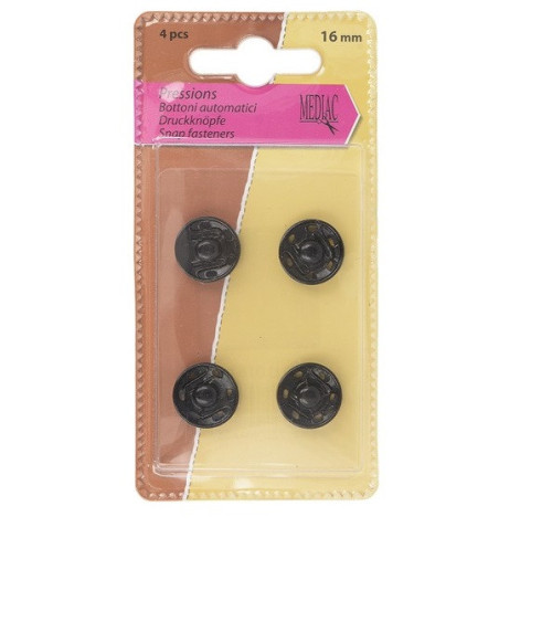 8 black snap buttons to sew on 13 mm