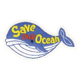 Ecusson thermocollant éco friendly tissu bio Save our ocean 7cm x 5cm