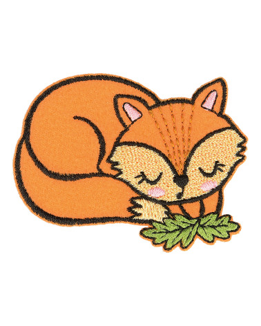 Sleeping animal iron-on patch organic fabric fox 5.5cm x 4.5cm