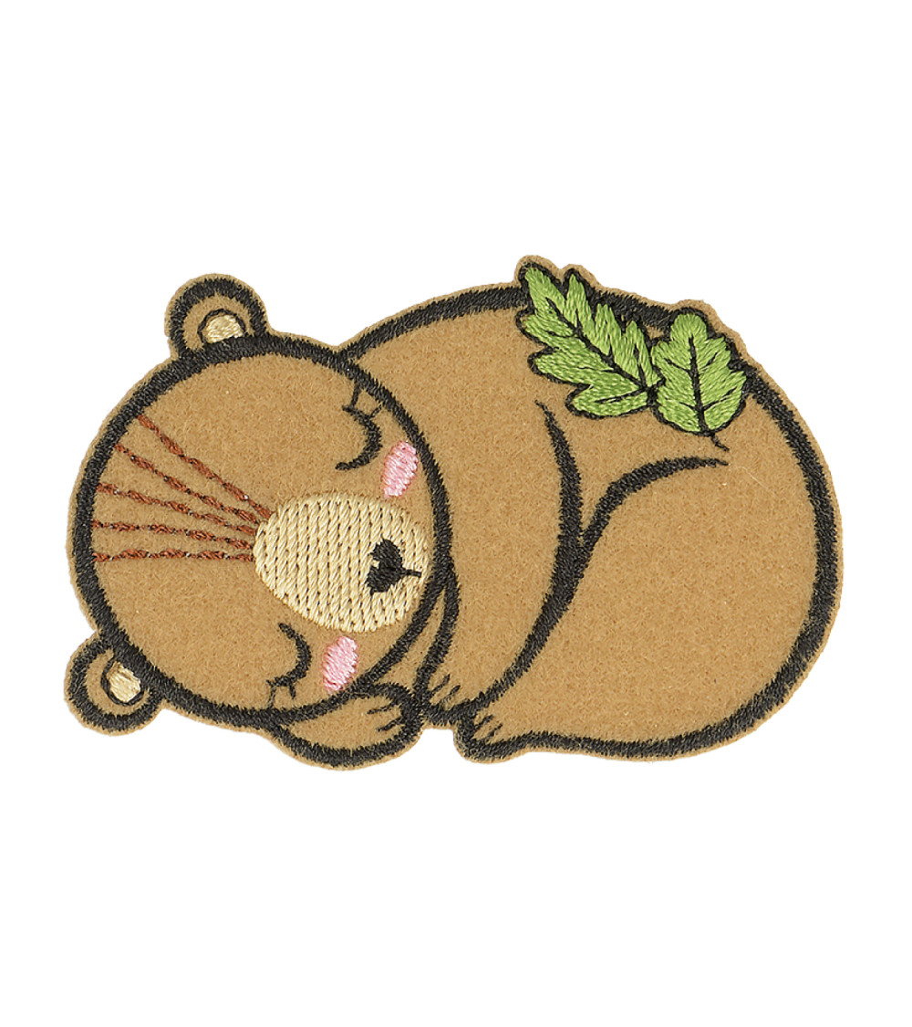 Sleeping animal iron-on patch bear organic fabric 6cm x 6cm