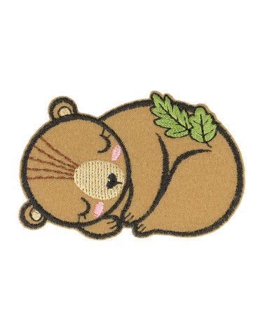 Sleeping animal iron-on patch bear organic fabric 6cm x 6cm